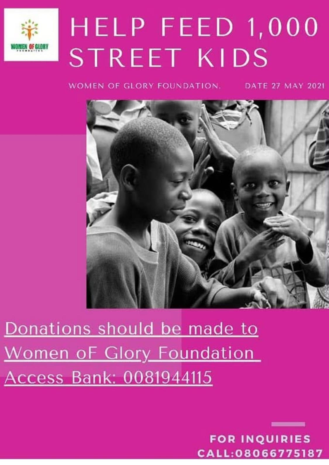 Help Feed 1,000 Street Kids - Women of Glory Foundation